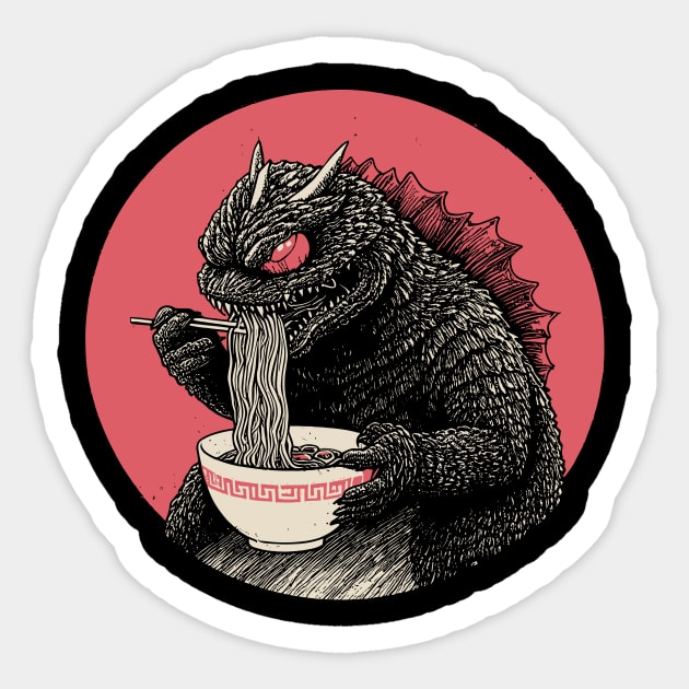Kaiju Monster Eating Ramen Sticker by Carlos's Store 4